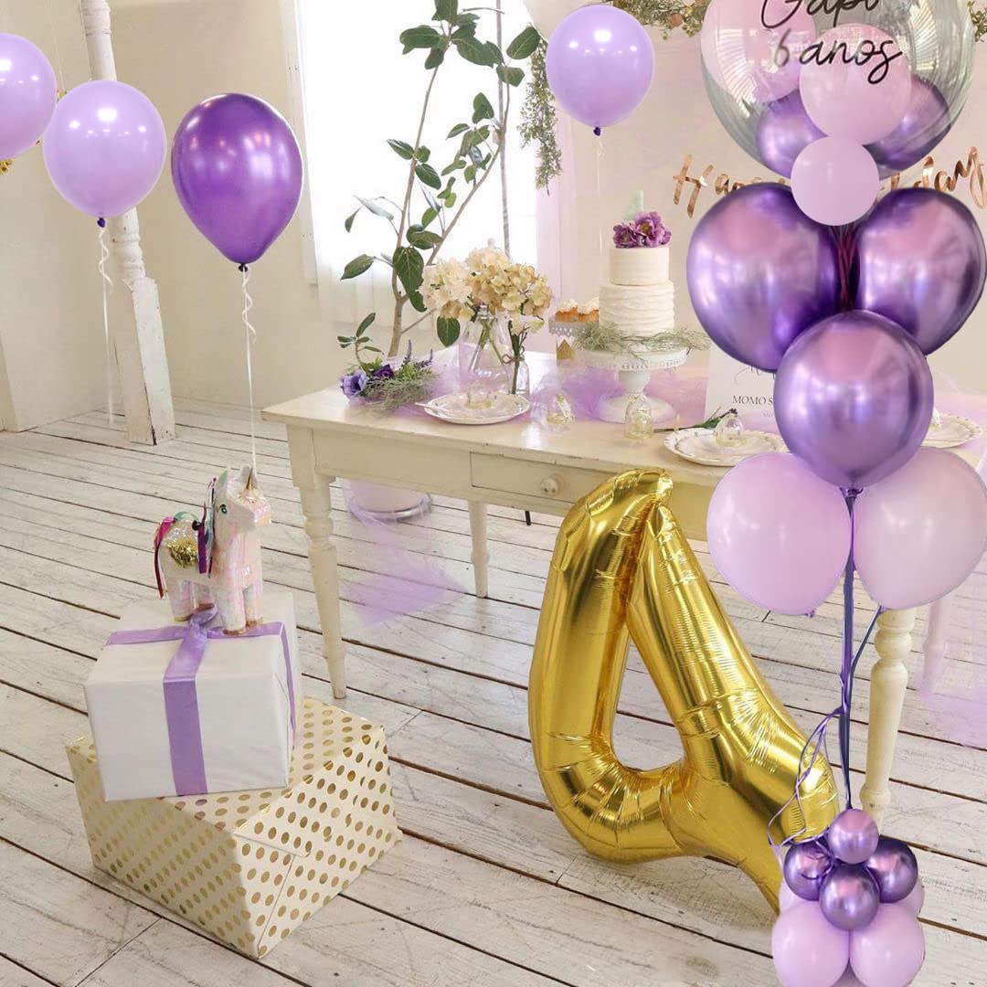 AIWOLF Purple Balloons – 50 Pcs 12inch Lavender Lilac Confetti Latex & Metallic Purple