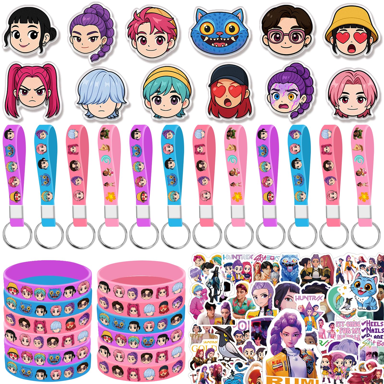 AIXPROBEAD Demon Hunters Birthday Party Gifts – 96Pcs K-Pop Theme Set