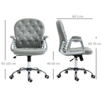 Vinsetto Office Chair Ergonomic 360\'c2\'b0 Swivel PU Diamante Padded Base 5 Castor Wheels for Home Work Grey
