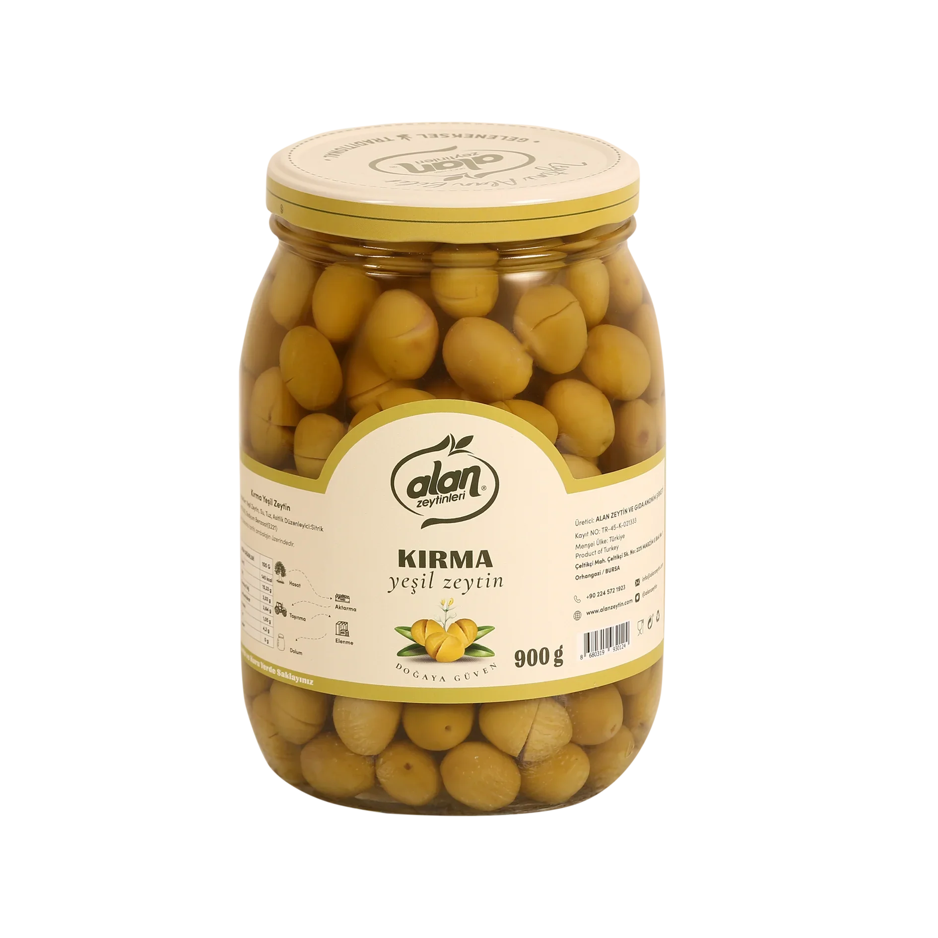 Alan Premium Kırma Cracked Green Olives 900g
