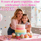 ALISSAR 32Pcs Bear Cake Toppers Blue Baby Shower Decor Set
