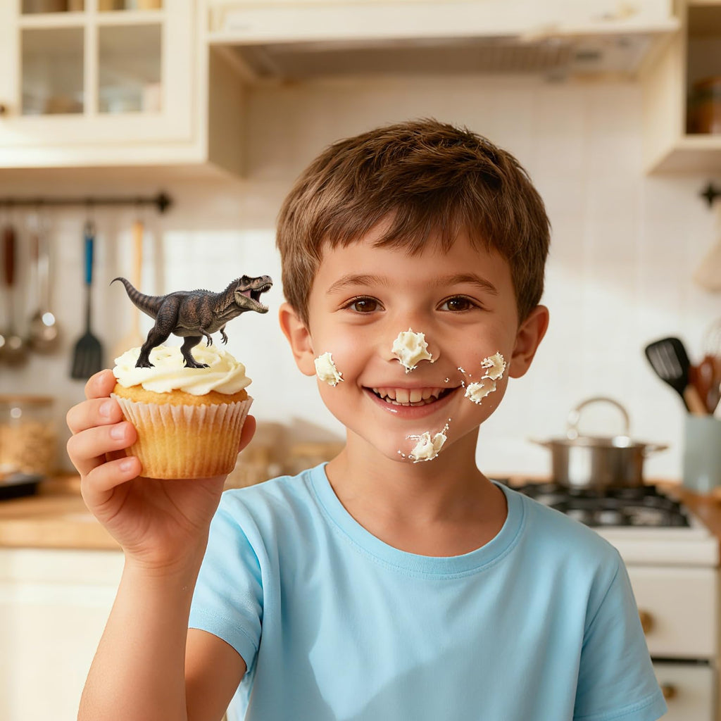 ALISSAR 36 Pcs Dinosaur Cupcake Toppers – Pre-assembled Dino Cake Decor