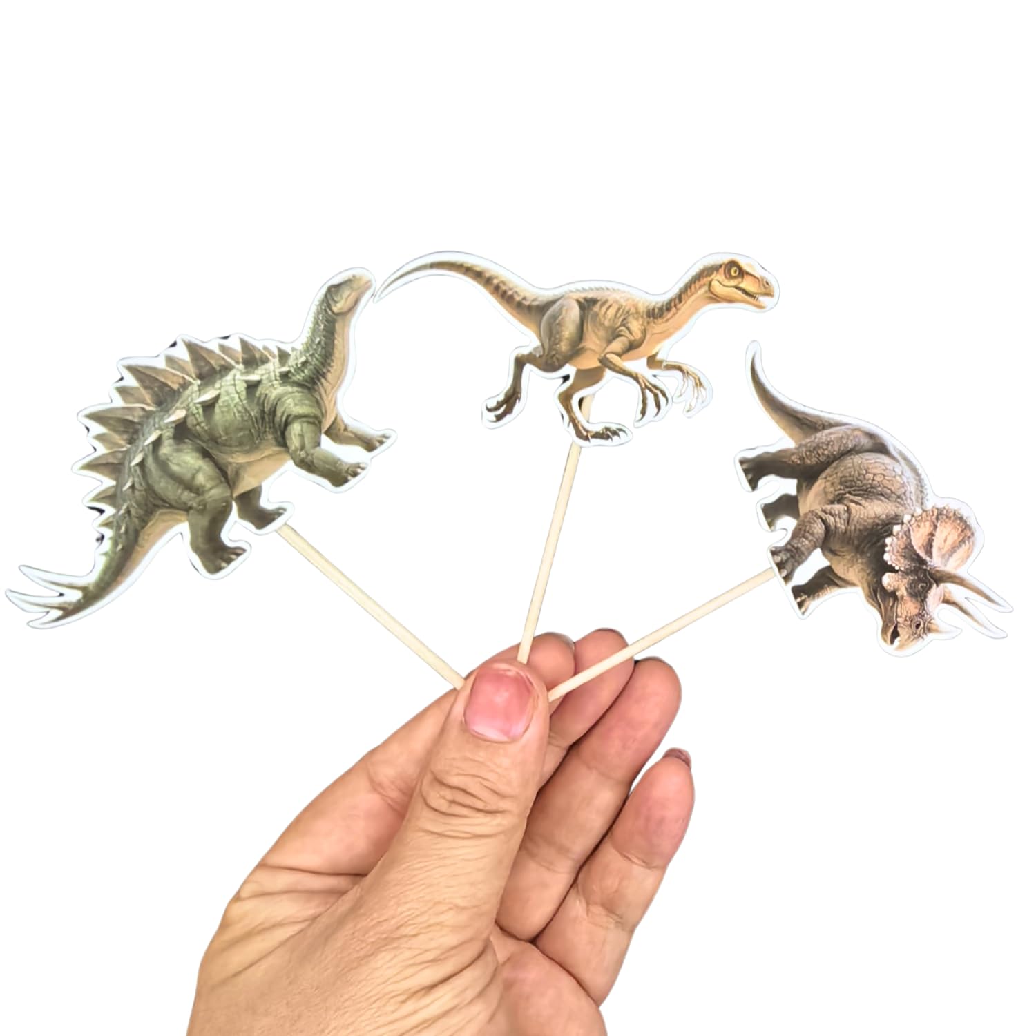 ALISSAR 36 Pcs Dinosaur Cupcake Toppers – Pre-assembled Dino Cake Decor
