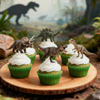 ALISSAR 36 Pcs Dinosaur Cupcake Toppers – Pre-assembled Dino Cake Decor