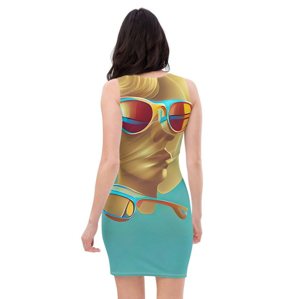 Retro Cool Blue - Womens Bodycon Dress
