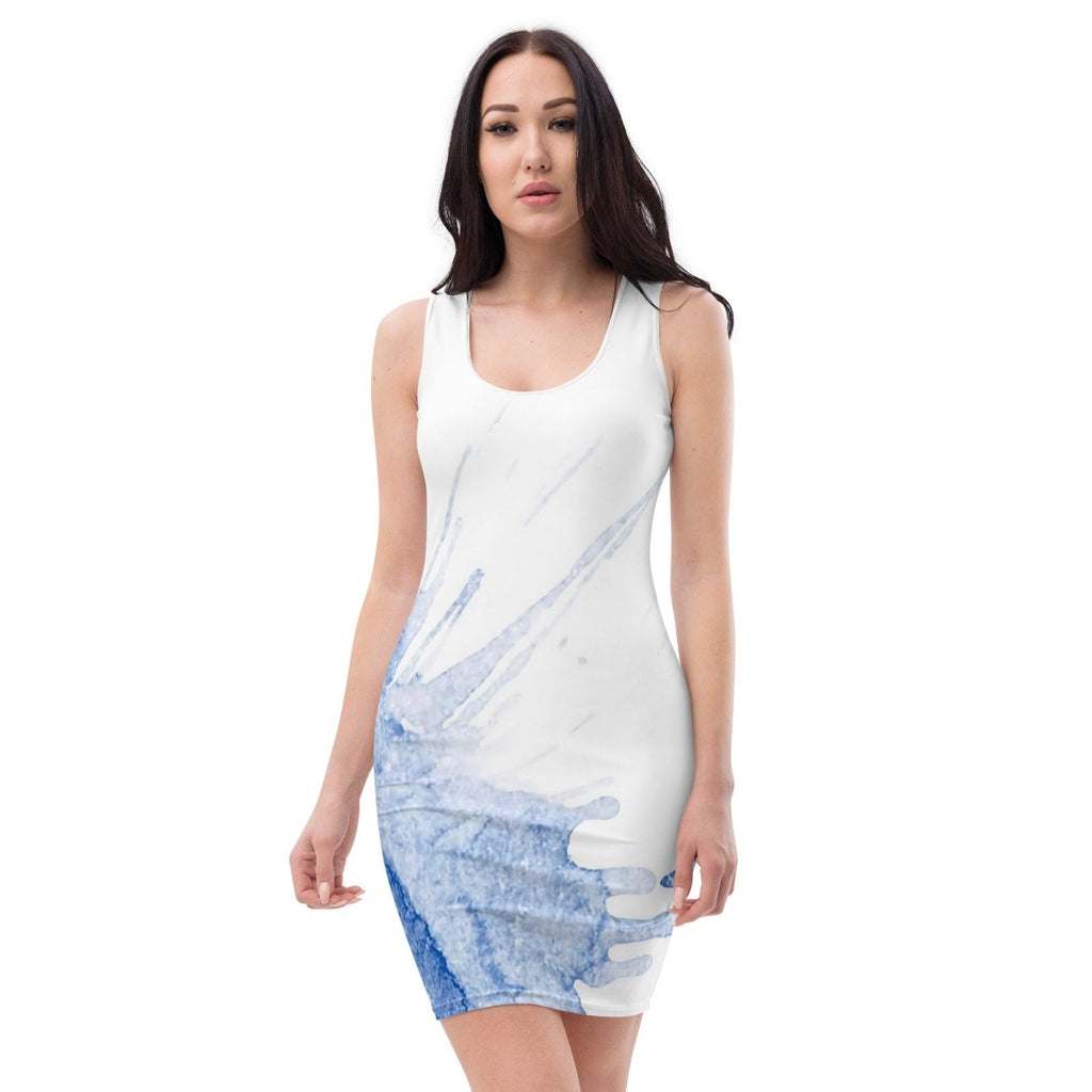Watercolour Blue Splash - Womens Bodycon Dress