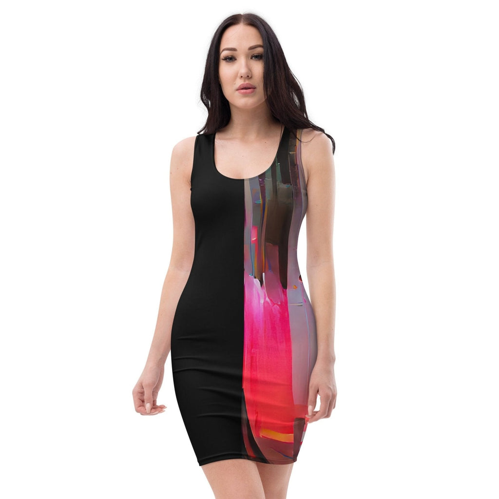 Half Black Half Báijiǔ - Womens Bodycon Dress