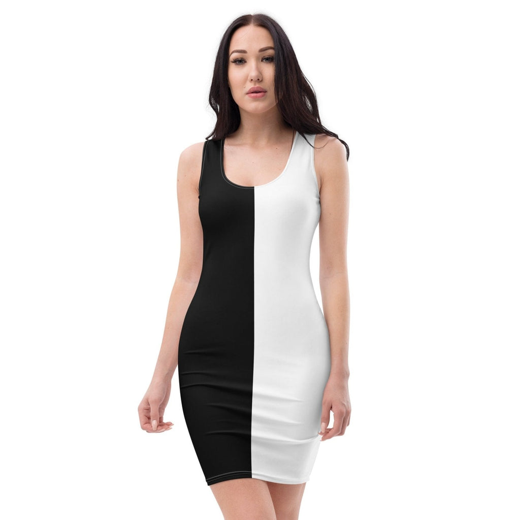 Half Black Half White - Womens Bodycon Dress