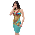 Retro Cool Blue - Womens Bodycon Dress