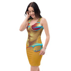 Retro Cool Orange - Womens Bodycon Dress