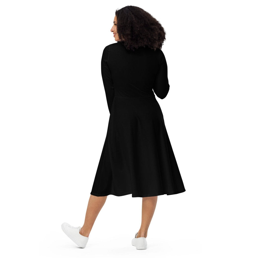 iSAW Womens Black Long Sleeve Midi Dress