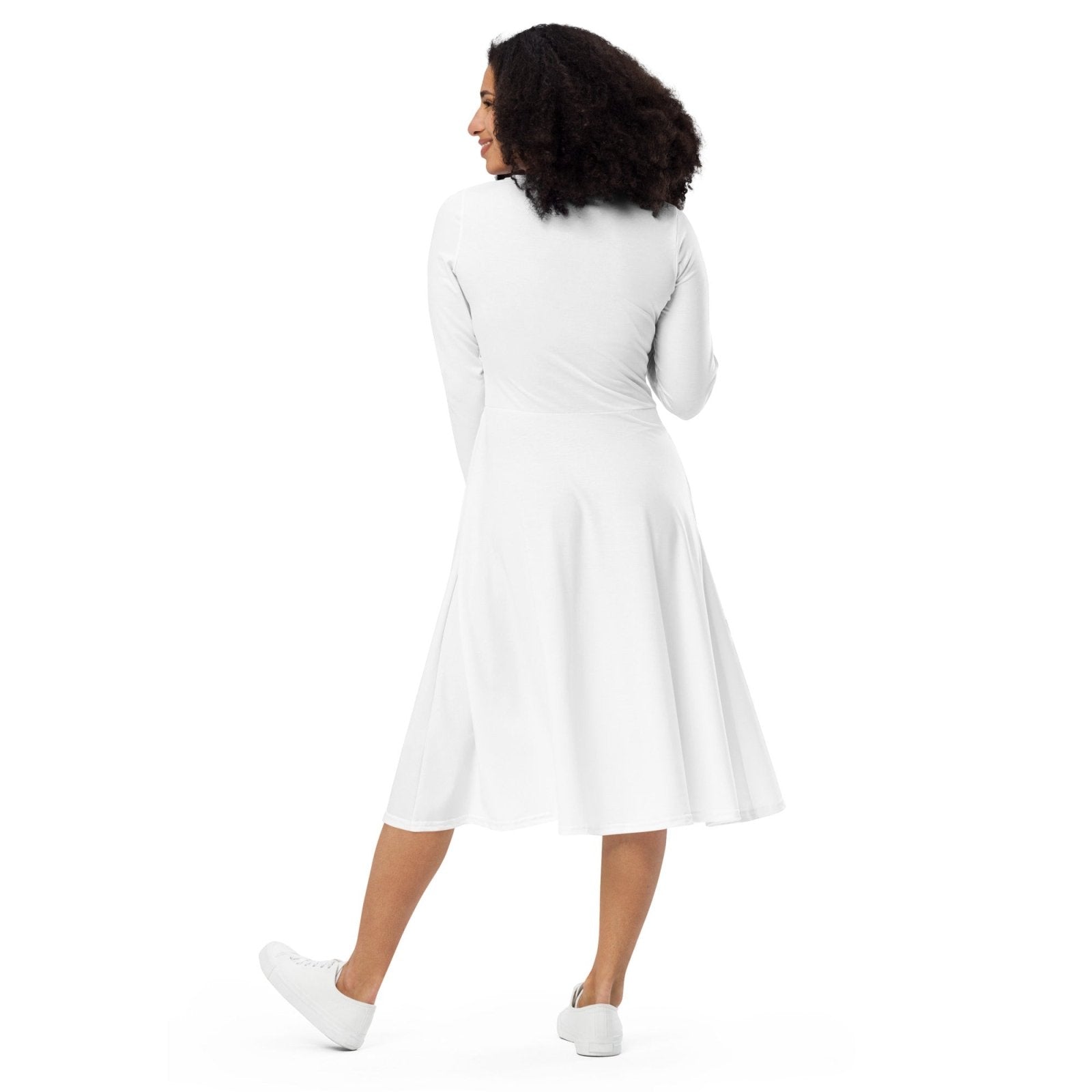 iSAW Womens White Long Sleeve Midi Dress