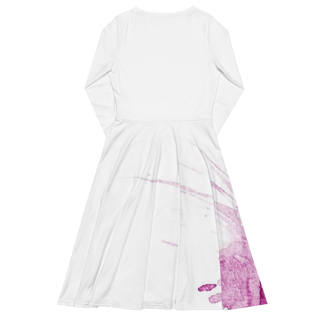 Watercolour Pink Splash - Womens Long Sleeve Midi Dress