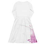 Watercolour Pink Splash - Womens Long Sleeve Midi Dress
