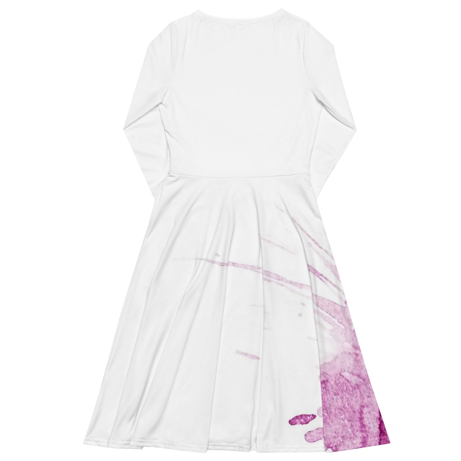 Watercolour Pink Splash - Womens Long Sleeve Midi Dress