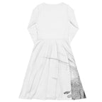 Watercolour Grey Splash - Womens Long Sleeve Midi Dress