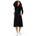 iSAW Womens Black Long Sleeve Midi Dress