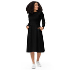 iSAW Womens Black Long Sleeve Midi Dress