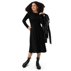 iSAW Womens Black Long Sleeve Midi Dress