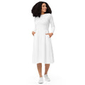 iSAW Womens White Long Sleeve Midi Dress