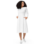 iSAW Womens White Long Sleeve Midi Dress
