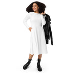 iSAW Womens White Long Sleeve Midi Dress