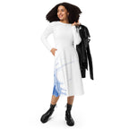 Watercolour Blue Splash - Womens Long Sleeve Midi Dress