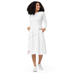 Watercolour Pink Splash - Womens Long Sleeve Midi Dress