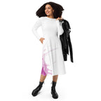 Watercolour Pink Splash - Womens Long Sleeve Midi Dress