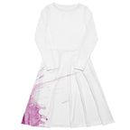 Watercolour Pink Splash - Womens Long Sleeve Midi Dress