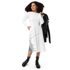 Watercolour Grey Splash - Womens Long Sleeve Midi Dress