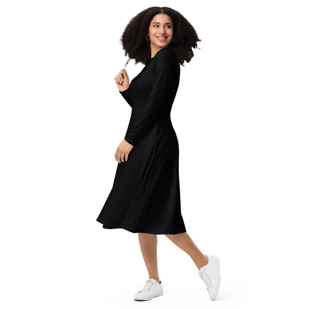 iSAW Womens Black Long Sleeve Midi Dress