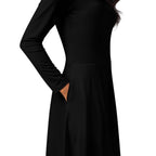 iSAW Womens Black Long Sleeve Midi Dress