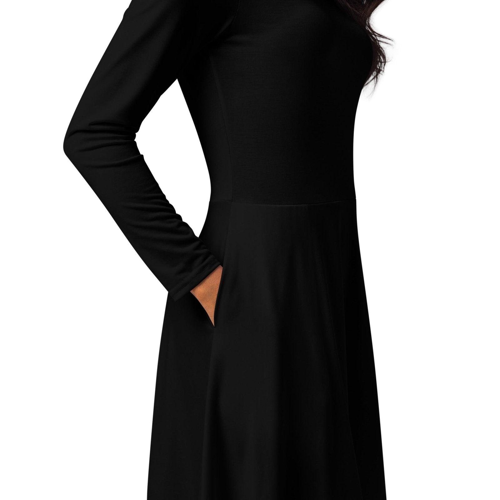 iSAW Womens Black Long Sleeve Midi Dress
