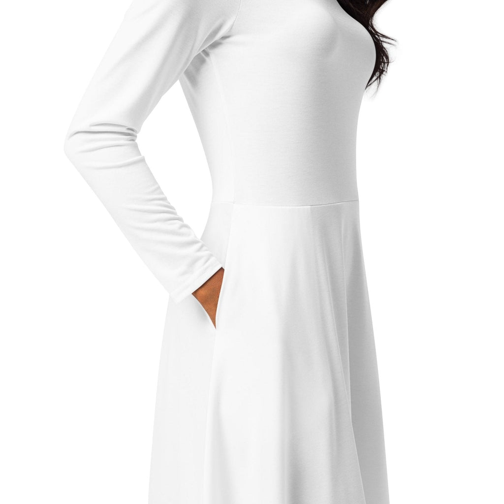 iSAW Womens White Long Sleeve Midi Dress