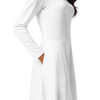 iSAW Womens White Long Sleeve Midi Dress