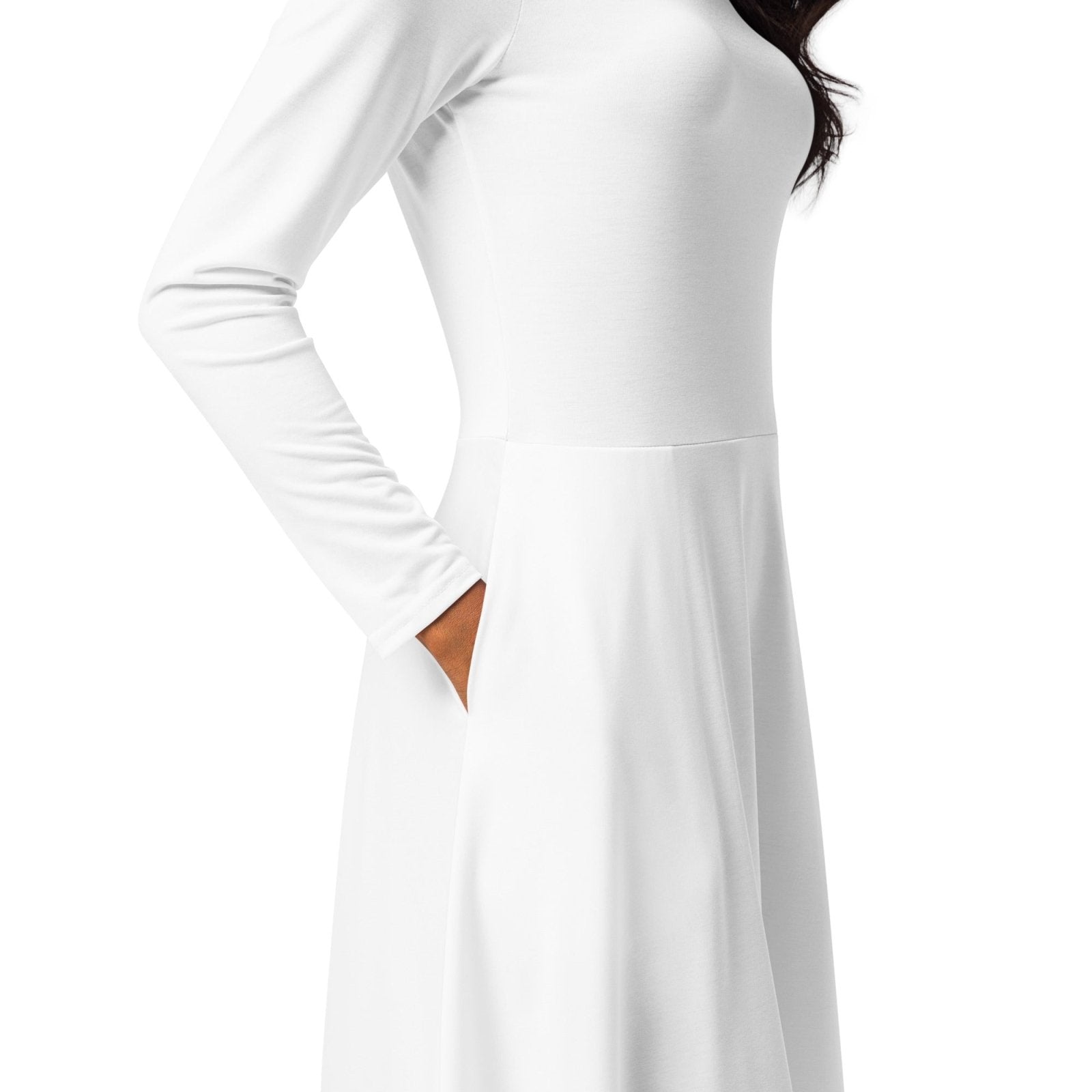 iSAW Womens White Long Sleeve Midi Dress