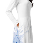 Watercolour Blue Splash - Womens Long Sleeve Midi Dress