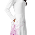 Watercolour Pink Splash - Womens Long Sleeve Midi Dress