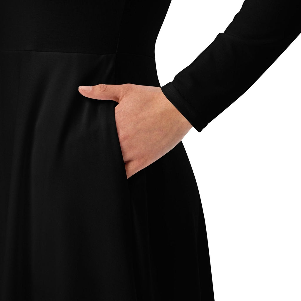 iSAW Womens Black Long Sleeve Midi Dress