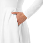 iSAW Womens White Long Sleeve Midi Dress