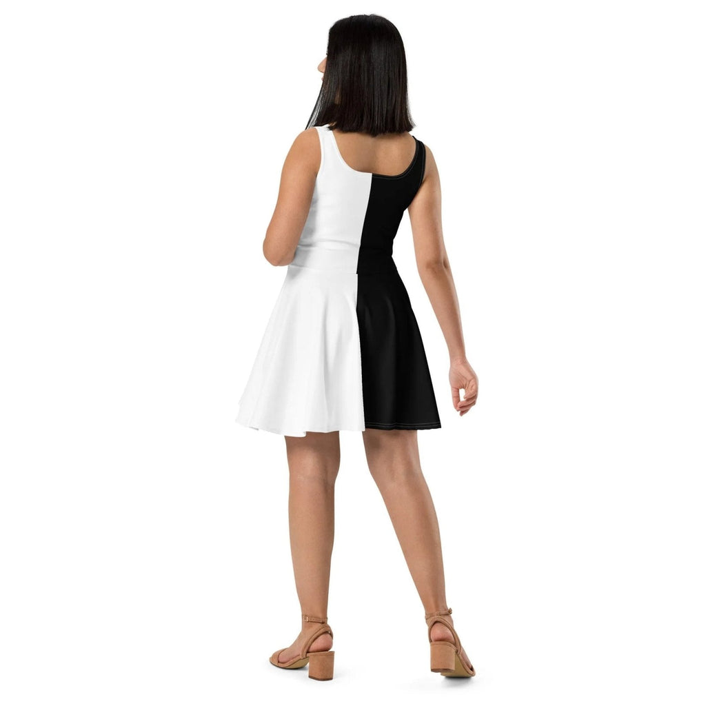 Half Black Half White - Womens Skater Dress