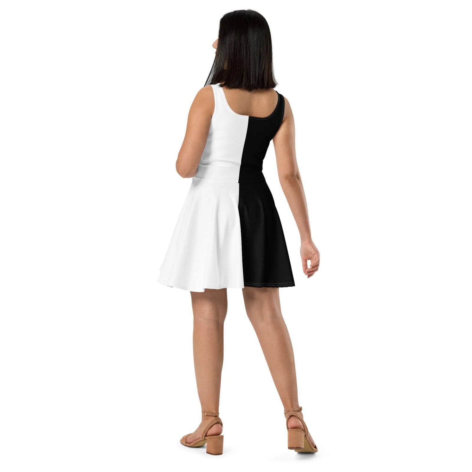 Half Black Half White - Womens Skater Dress