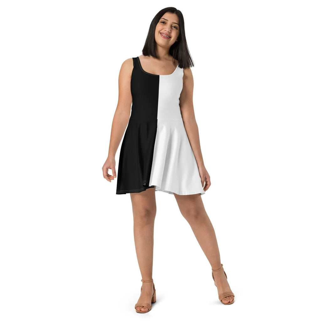 Half Black Half White - Womens Skater Dress