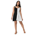 Half Black Half White - Womens Skater Dress