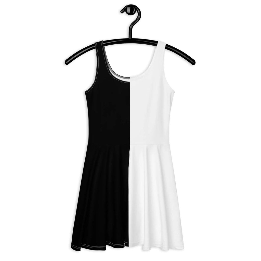 Half Black Half White - Womens Skater Dress