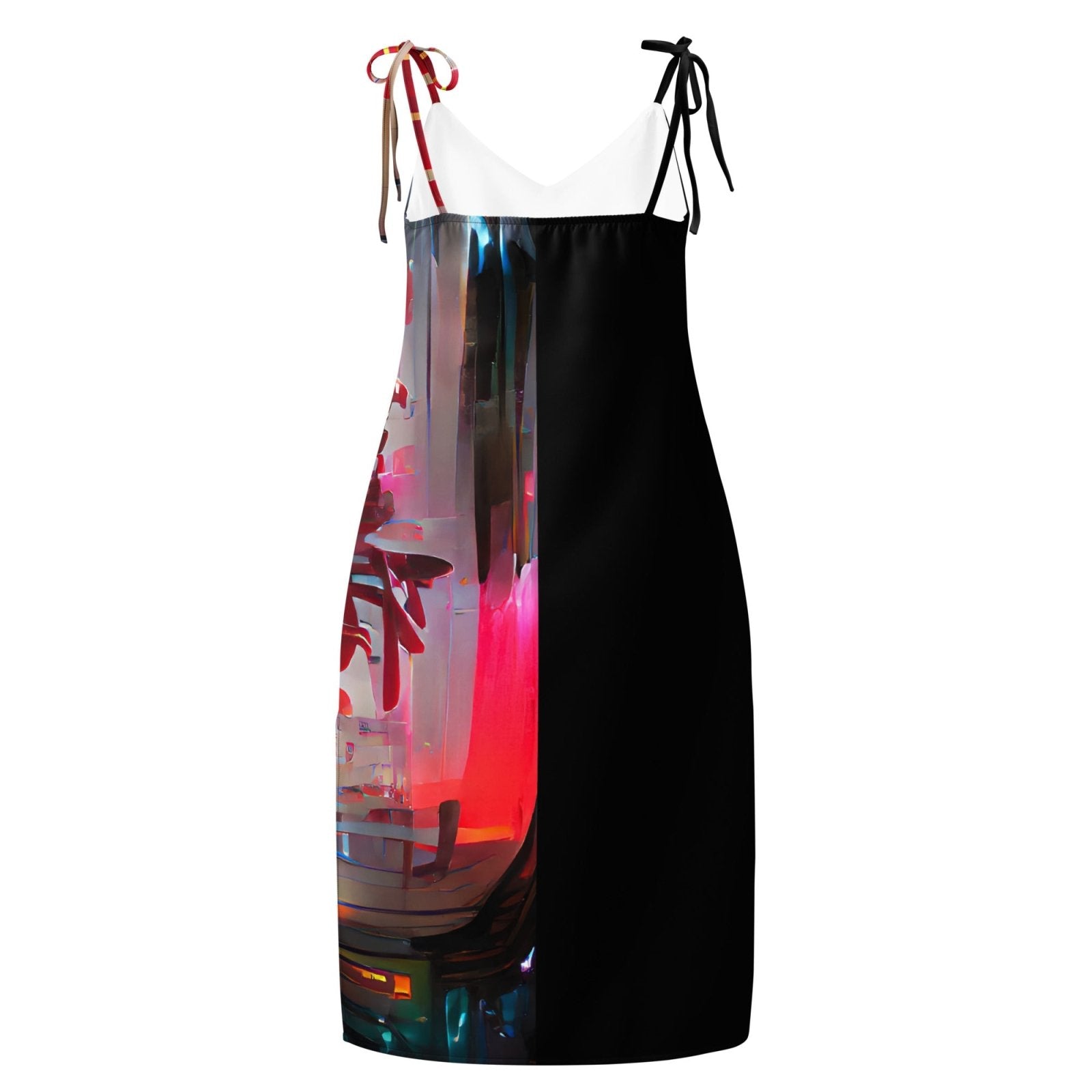 Half Black Half Báijiǔ - Womens Chiffon Slip Dress