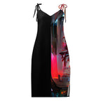 Half Black Half Báijiǔ - Womens Chiffon Slip Dress