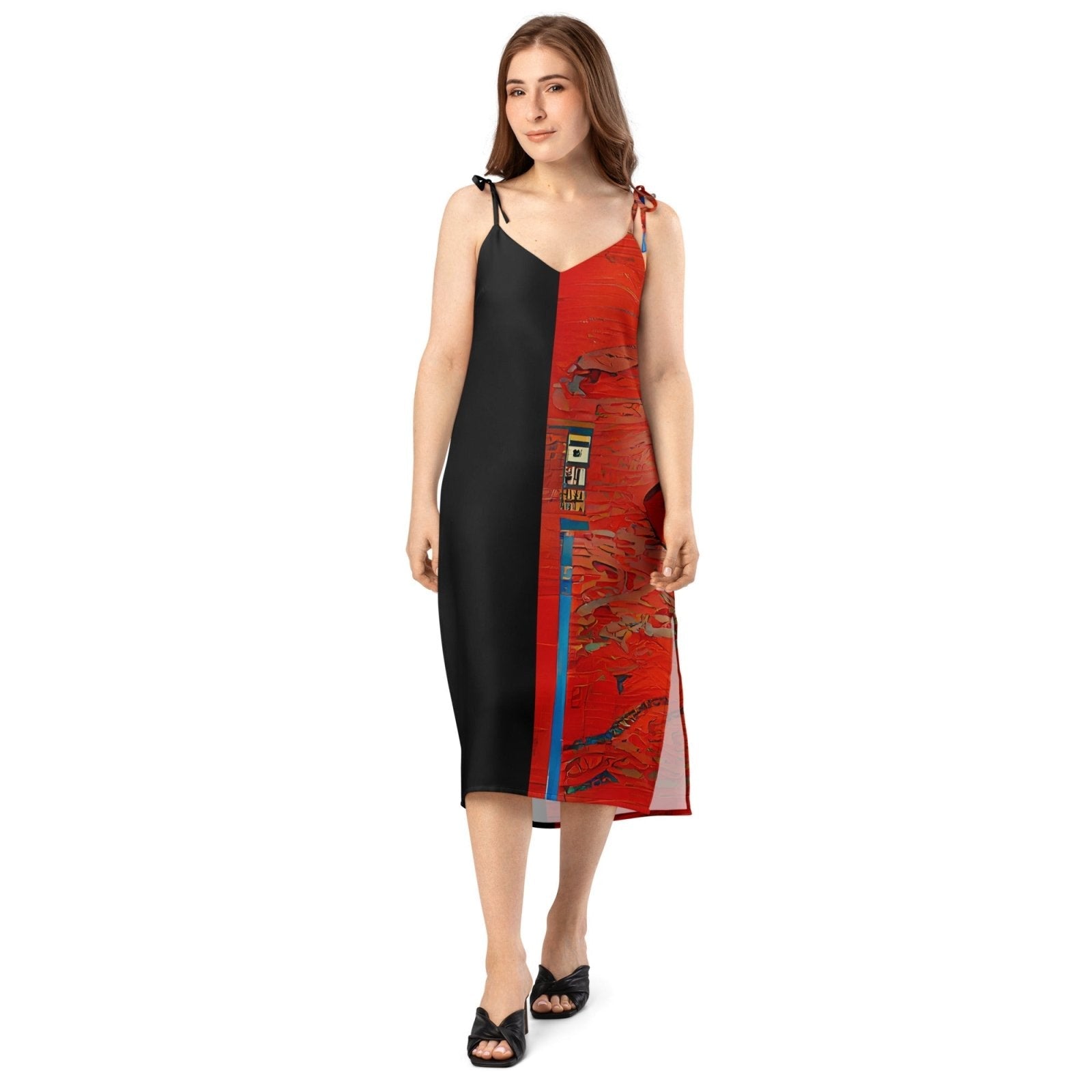 Half Black Half Hónghǎi - Womens Chiffon Slip Dress
