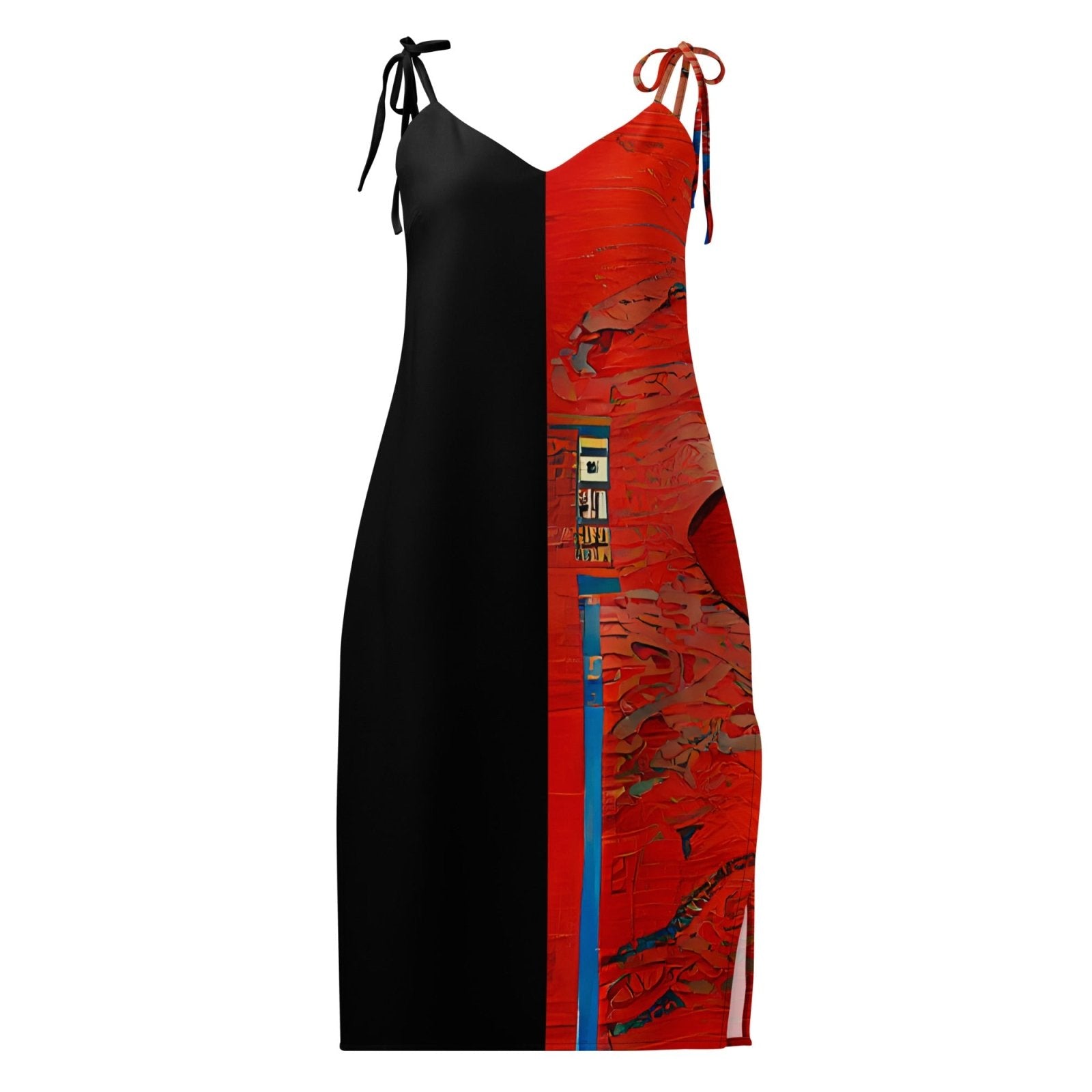 Half Black Half Hónghǎi - Womens Chiffon Slip Dress